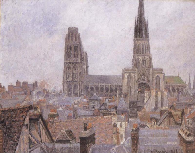 Camille Pissarro The Roofs of Old Rouen,Gray Weather oil painting image